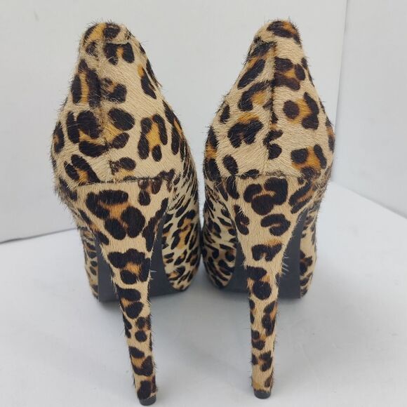 Kelsi Dagger 'Brette' Leopard Print Calf Hair Leather Platform Stiletto Sz 6 - Picture 5 of 15